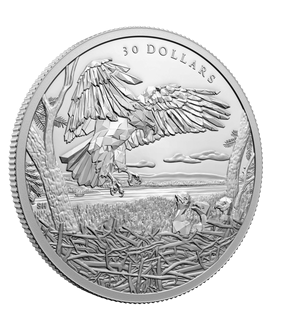 Kanada 2022: Facettenreiche Silbermünze "Weißkopfseeadler-Familie"