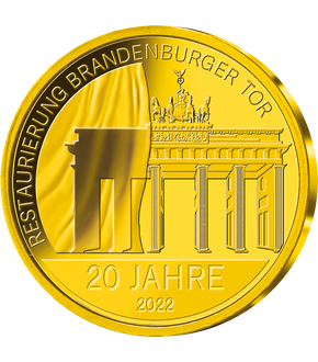 Die Gold-Ergänzungsprägung „20 Jahre Restaurierung Brandenburger Tor“!