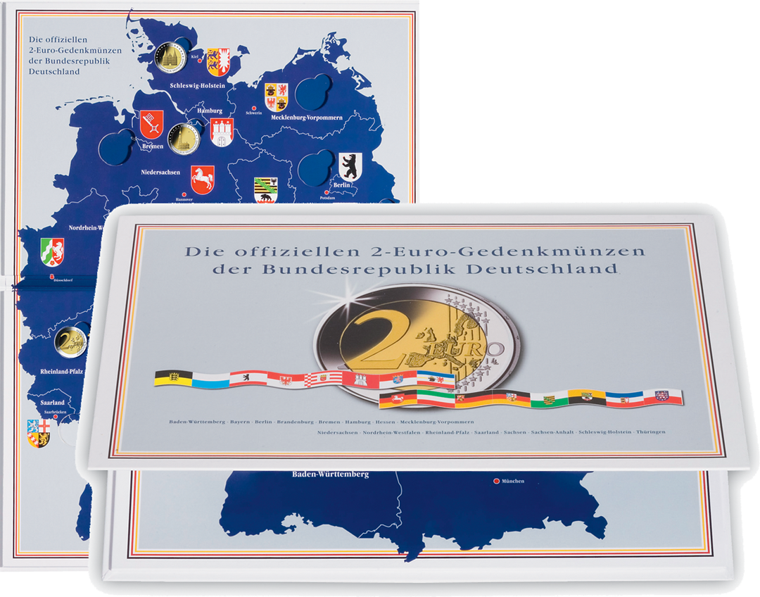Komplett-Sammlung der 2-Euro-Serie "Bundesländer" im Eindrückalbum