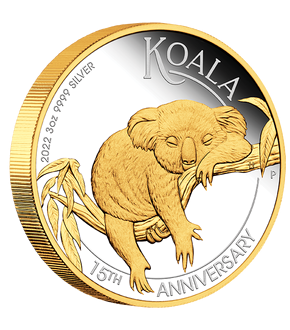 Australien 2022: Teilvergoldete Jubiläumsmünze "15 Jahre Silber-Koala"
