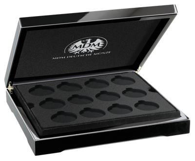 Stilvoller Hingucker – edle Holz-Kassette für bis zu 12 Münzen