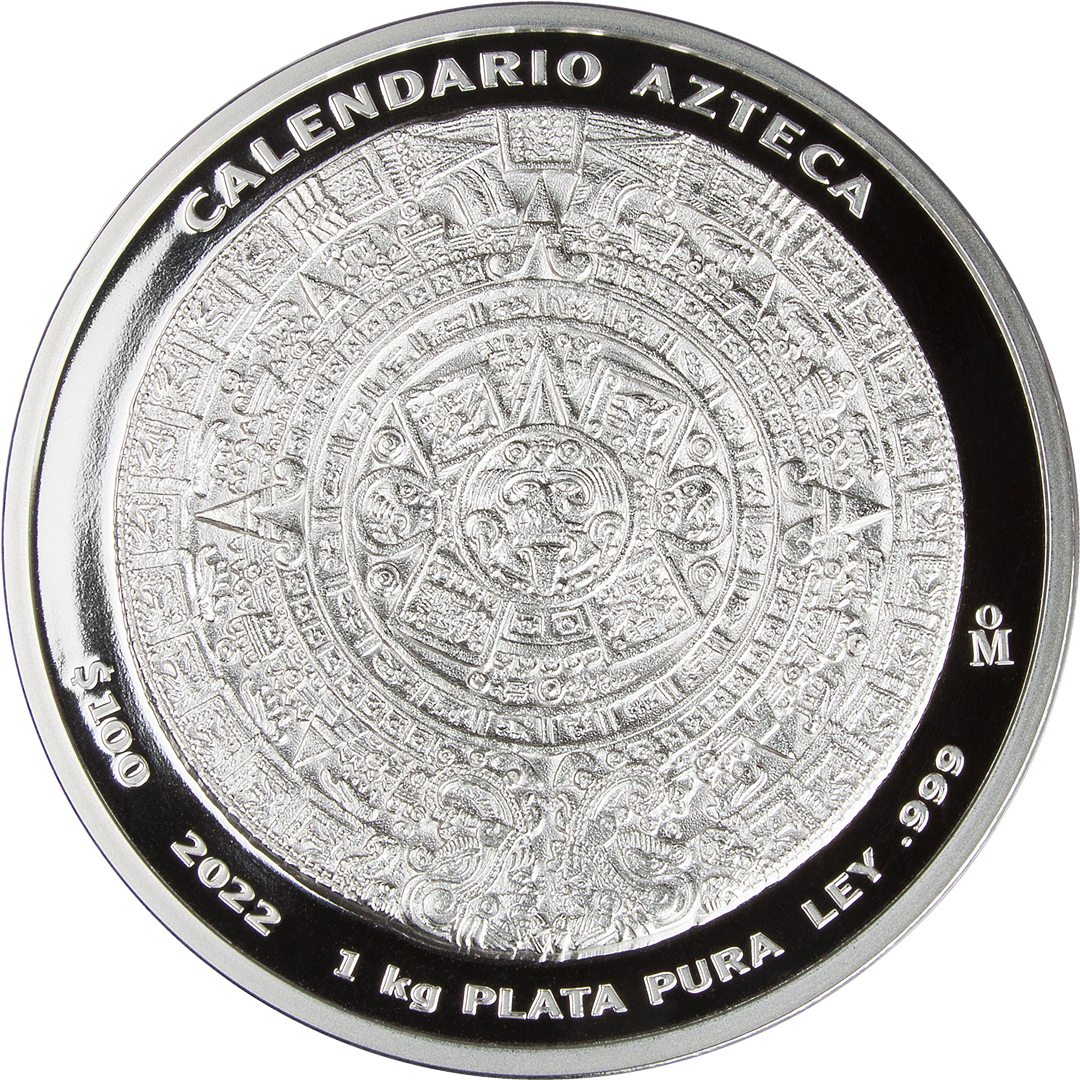 Gigantische 1 Kilo Silbermünze "Aztekenkalender - Mexiko 2022"