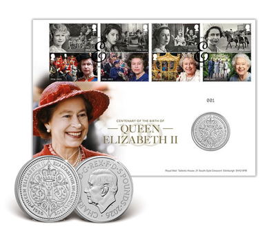 Queen Elizabeth II.: bewegender Motiv-Münzbrief mit Handstempel!