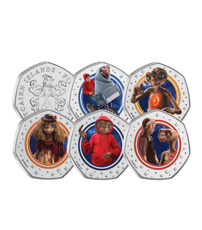 Das offizielle 5er-Farbmünzen-Set „40 Jahre E.T. – der Außerirdische“!