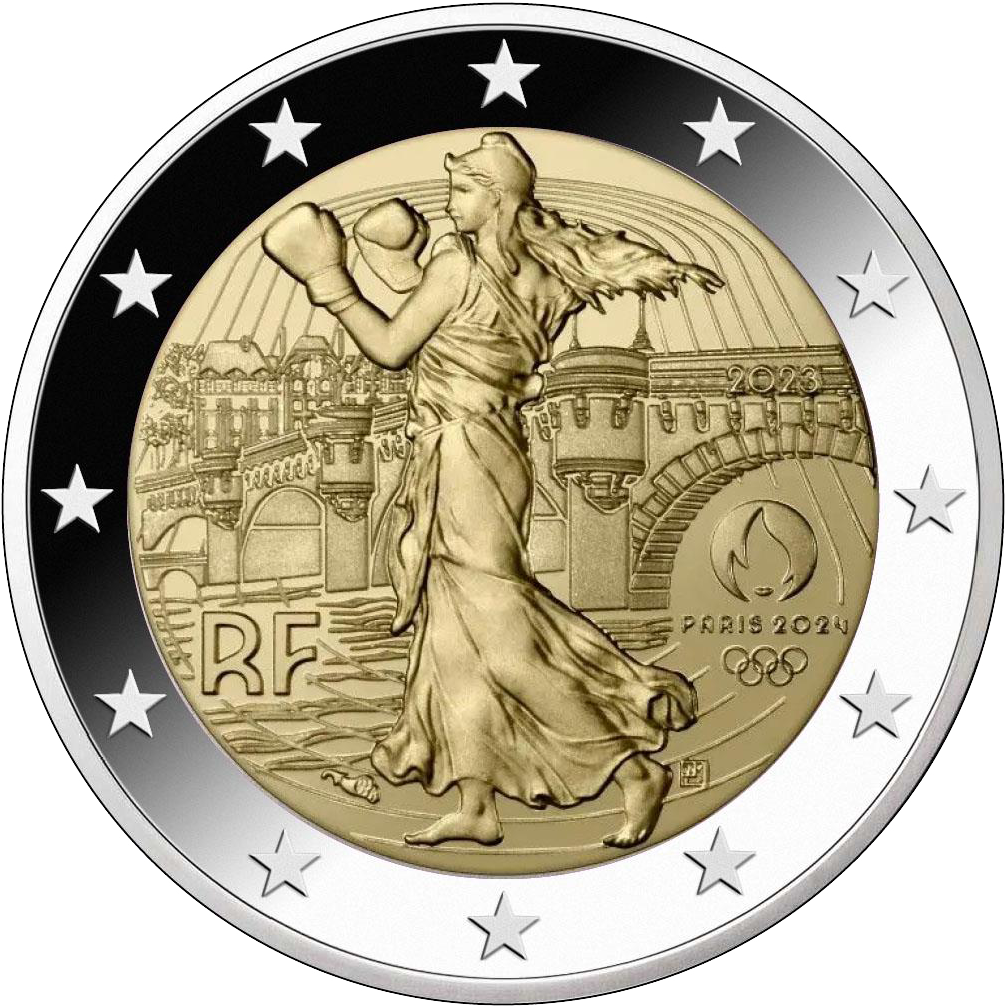 2 Euro Gedenkmünze Paris 2024 "Die Säerin & Pont Neuf" - Polierte Platte!