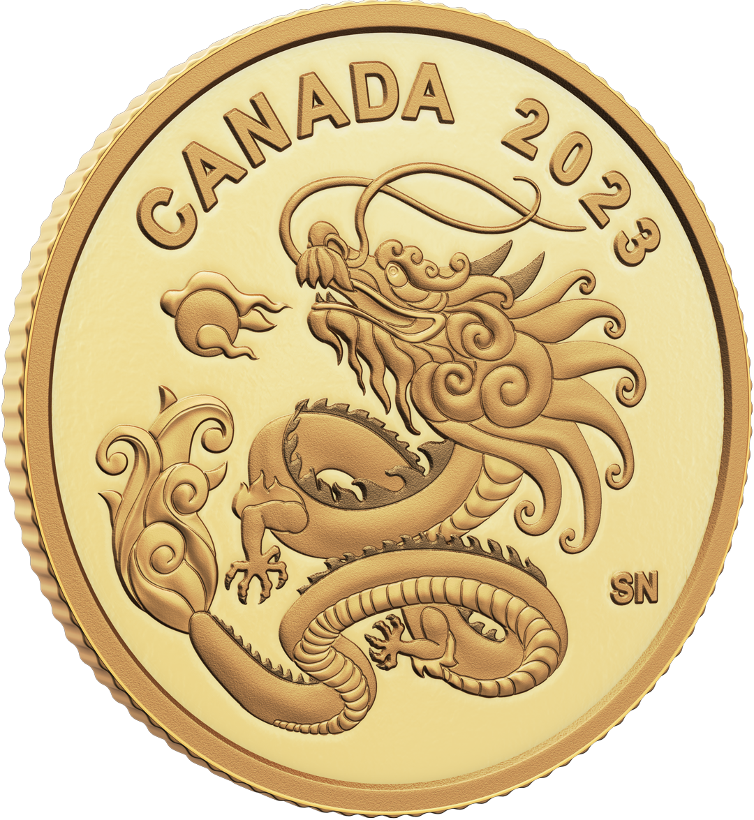 Kanada 2023: Fein-Goldmünze "Himmlischer Drache" - PP