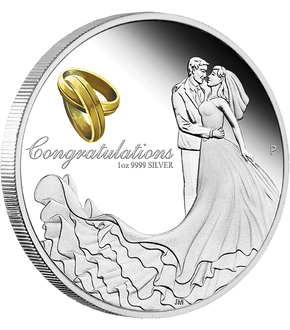 Australien 2023: Teilvergoldete Silbermünze "Hochzeit - Wedding"