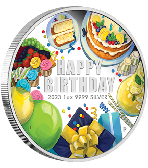 Australien 2023: Farbveredelte Silbermünze "Happy Birthday - Geburtstag"