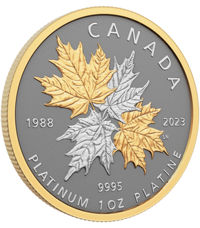 Kanada 2023: Teilvergoldete Platinmünze "Maple Leaf Forever"