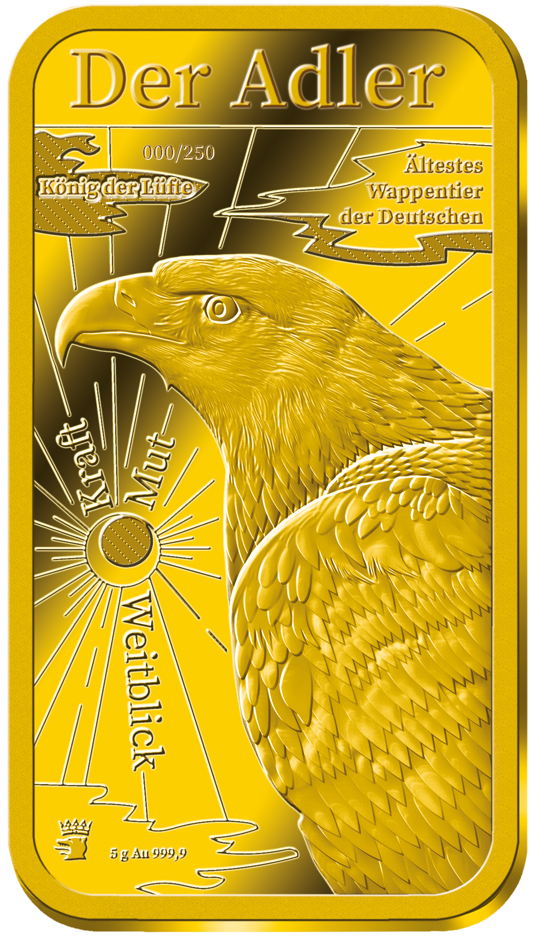 Feingoldbarren "Der Adler - Ältestes Wappentier der Deutschen"
