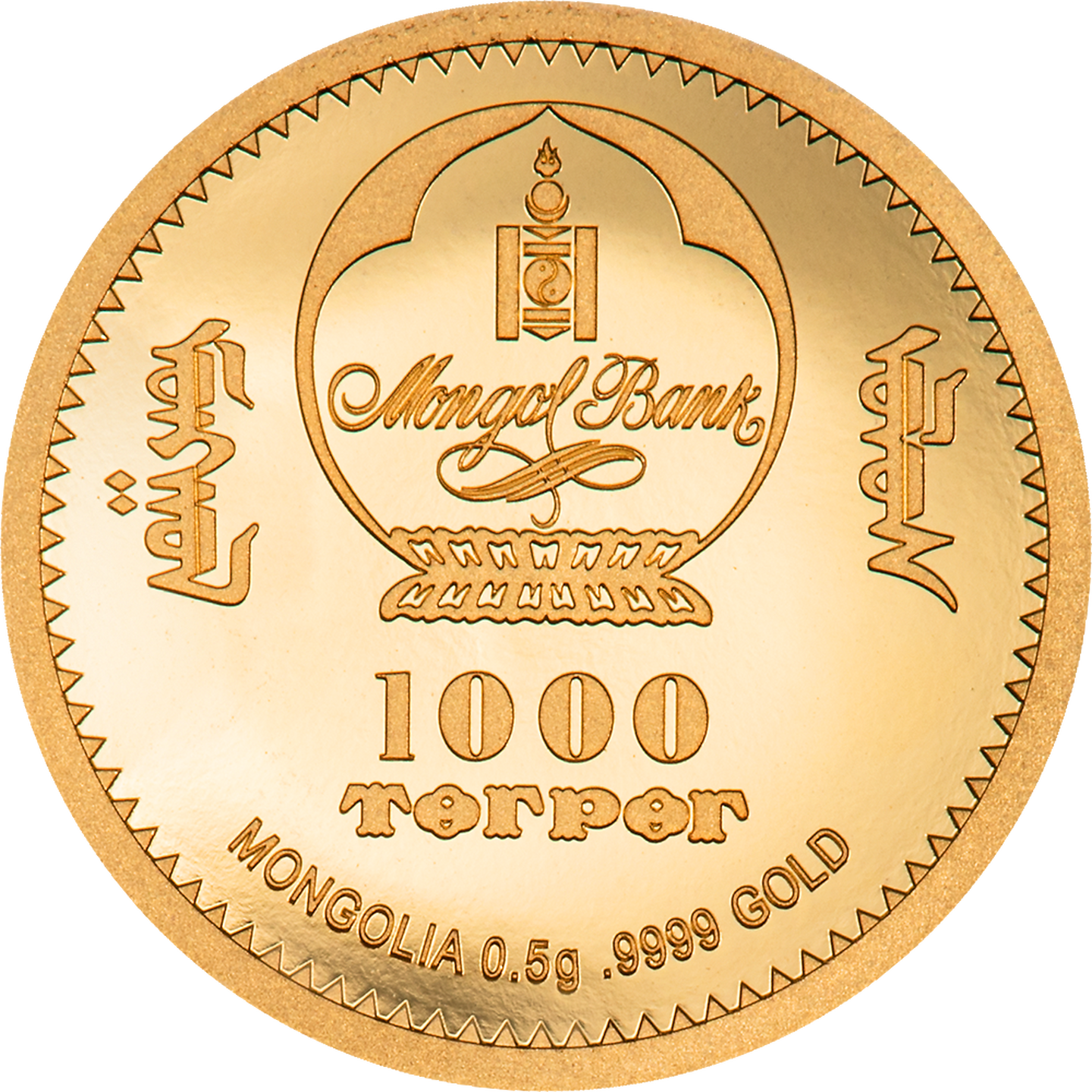 Die Rückseite der Gold-Gedenkmünze zum Jahr des Drachen 2024