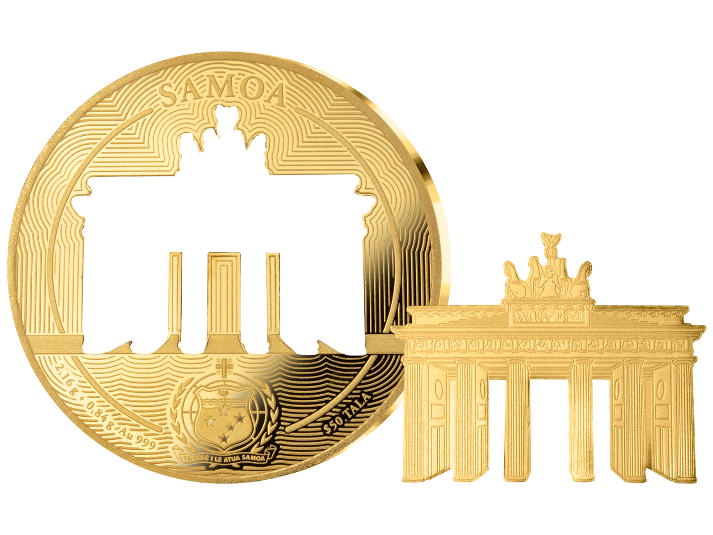 Die Rückseite der Gold-Gedenkmünze 75 Jahre Deutschland 