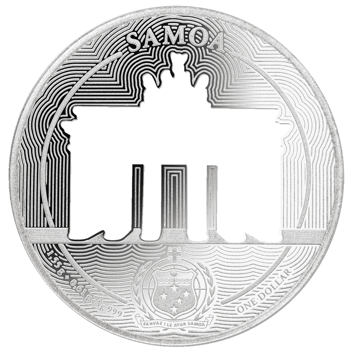 Die Rückseite der Silber-Gedenkmünze 75 Jahre Deutschland "Brandenburger Tor"