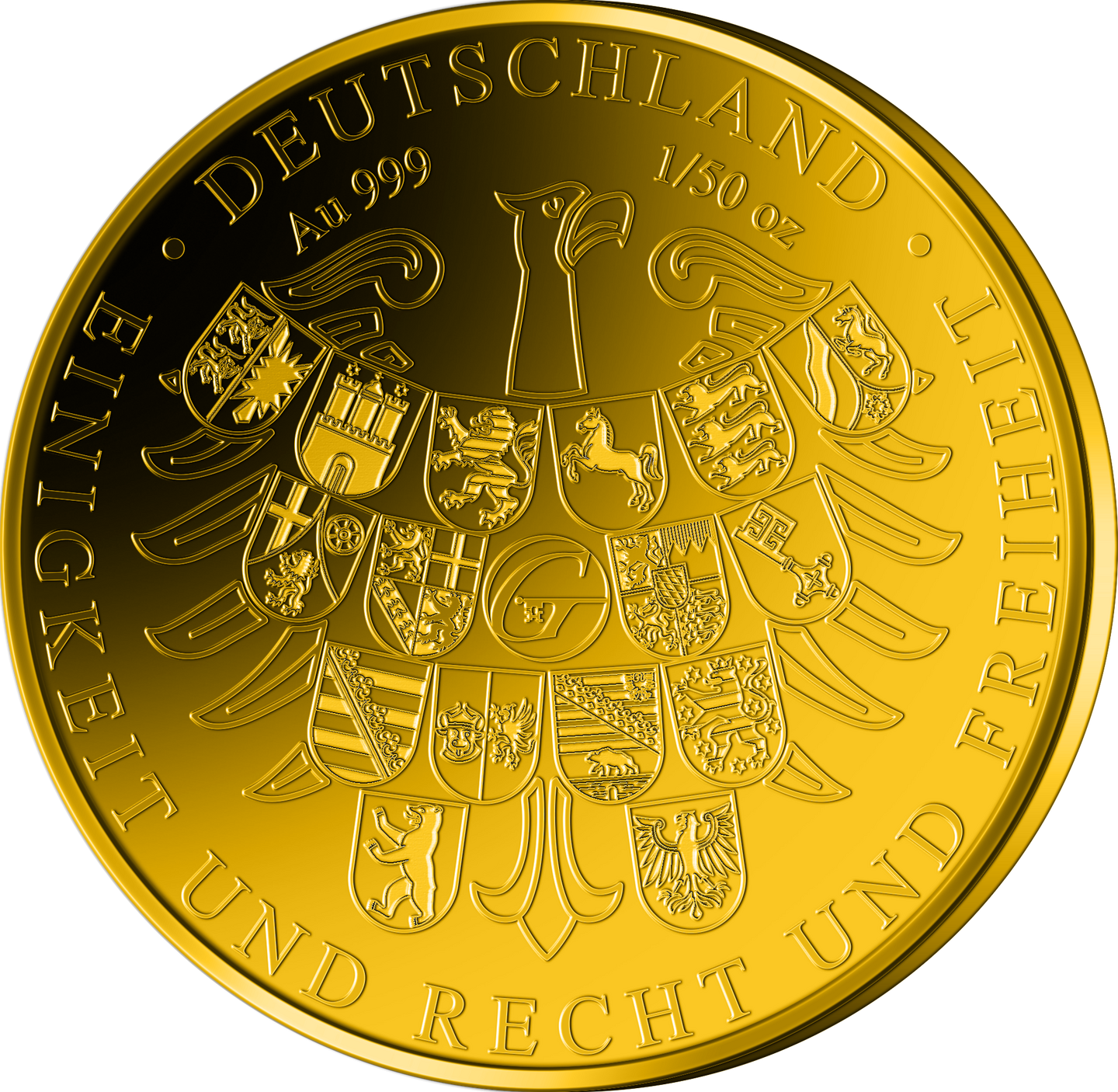 Die Rückseite der Gold-Gedenkprägung 