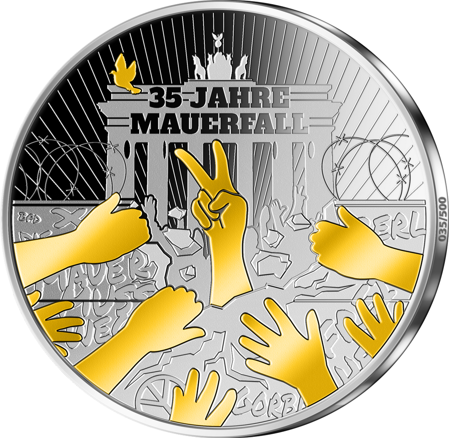 Die Vorderseite der 3-Unzen-Silber-Gedenkausagbe 