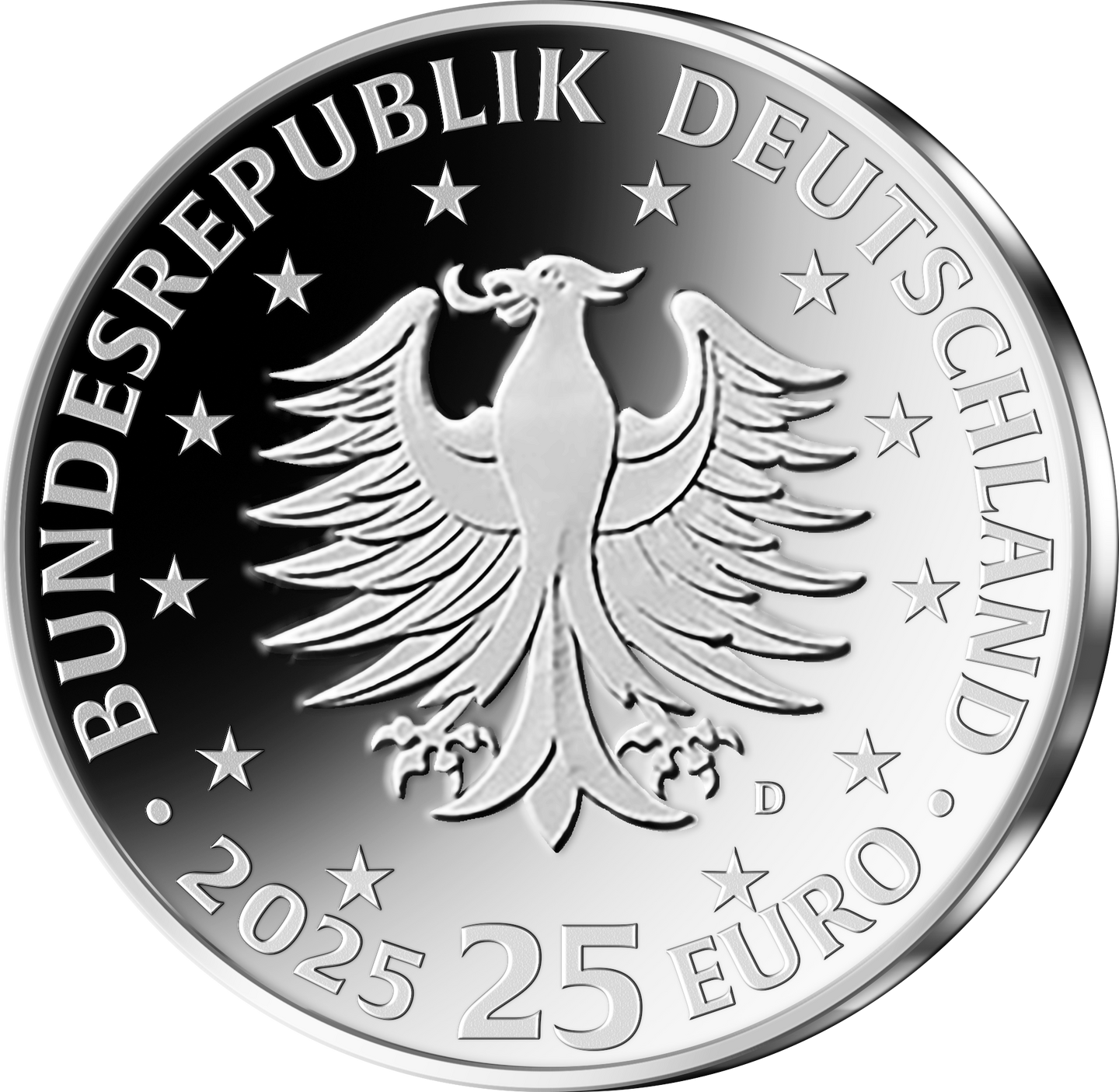 Die Rückseite der 25-Euro-Silbermünze 