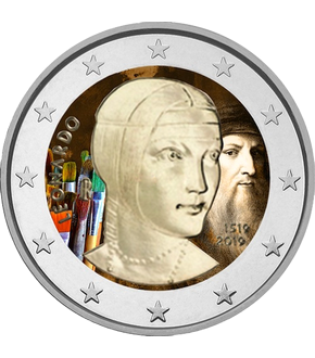 Frappe commémorative colorisée  de 2 Euros  «500ème anniversaire de la mort de léonard de Vinci» Italie 2019
