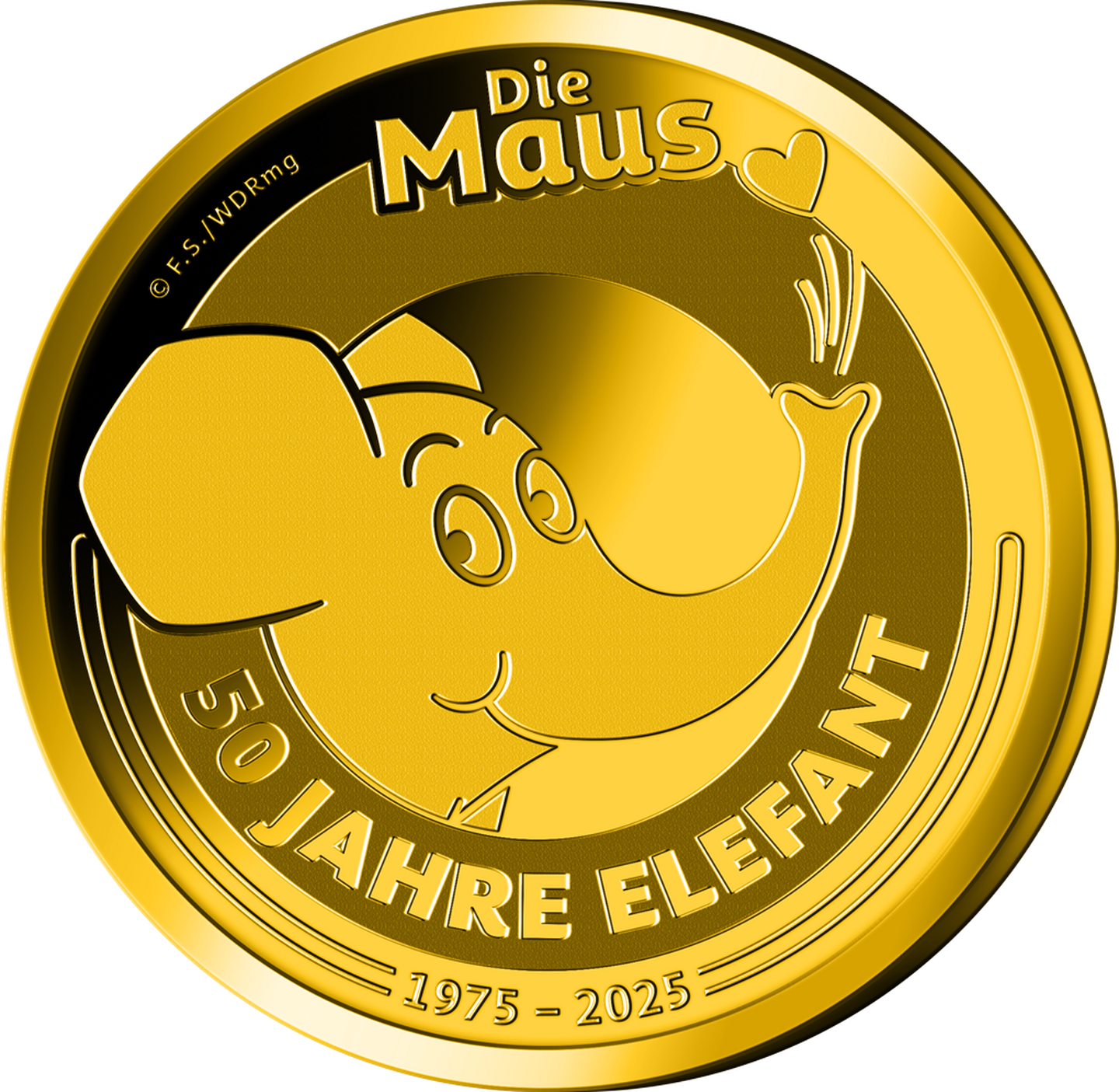 Die Rückseite der offiziellen Gold-Gedenkprägung "50 Jahre Elefant"