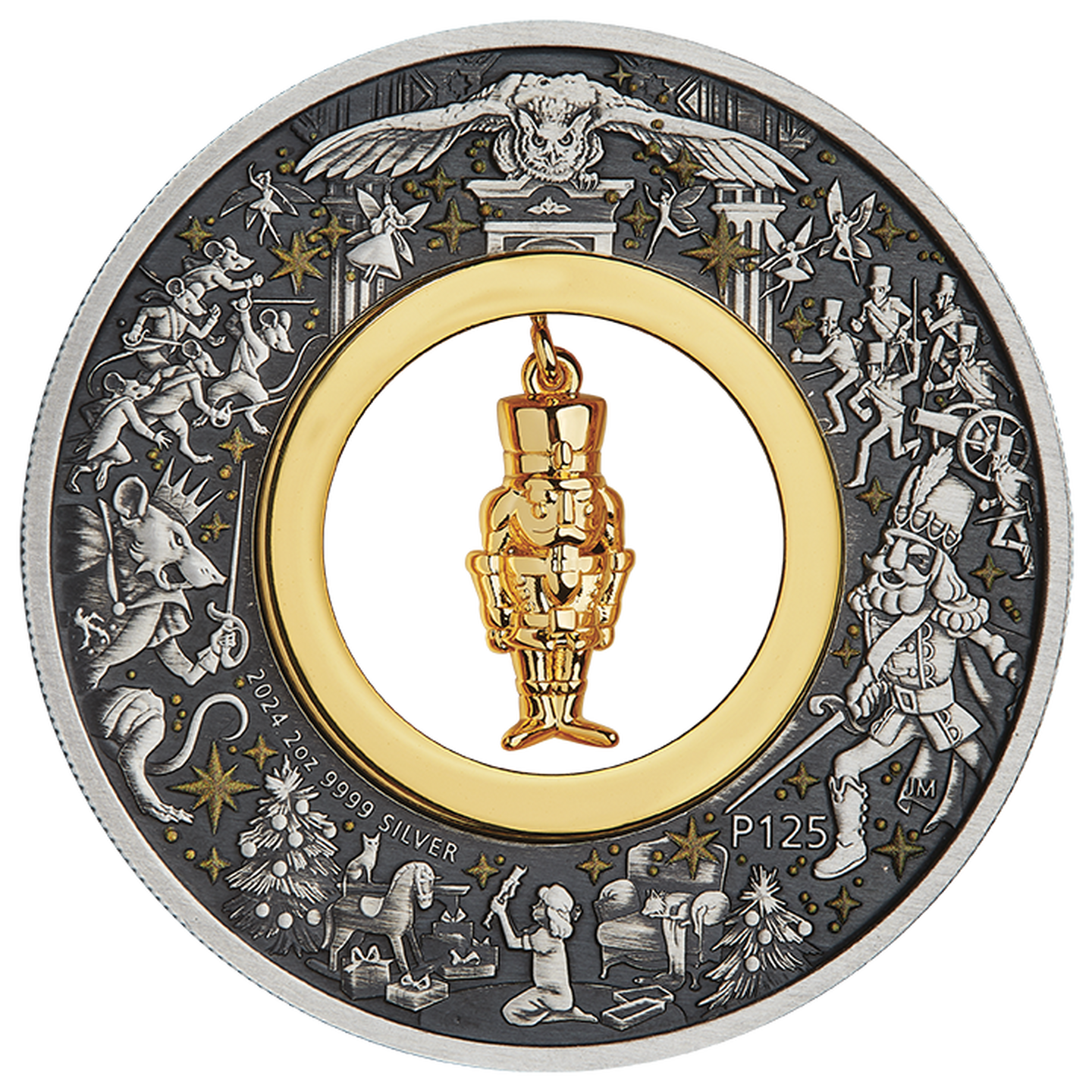 Die Vorderseite der zauberhaften teilvergoldeten Silbermünze 