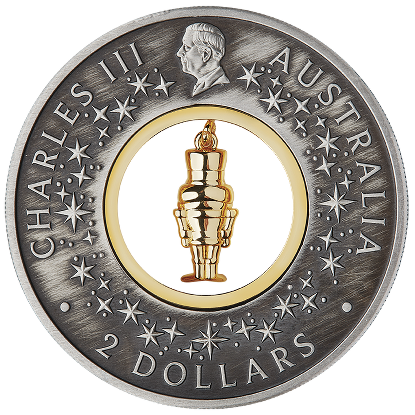 Die Rückseite der zauberhaften teilvergoldeten Silbermünze 