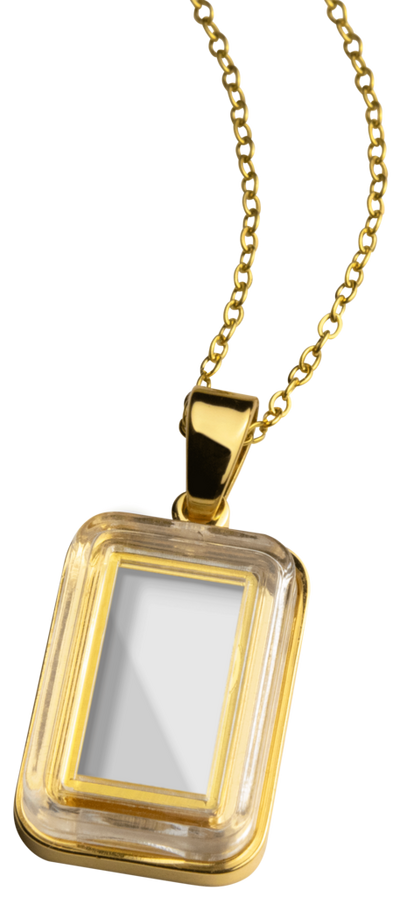Vergoldete Edelstahlkette mit Anhänger für 1/200 Unzen Goldbarren