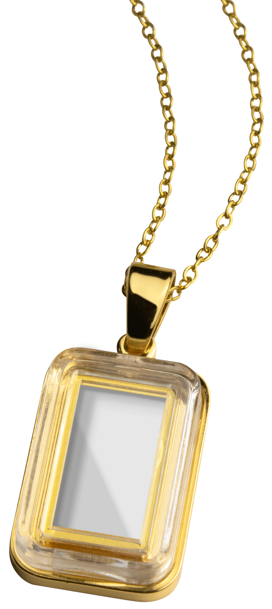 Die vergoldete Edelstahlkette mit Anhänger für 1/200 Unzen Goldbarren