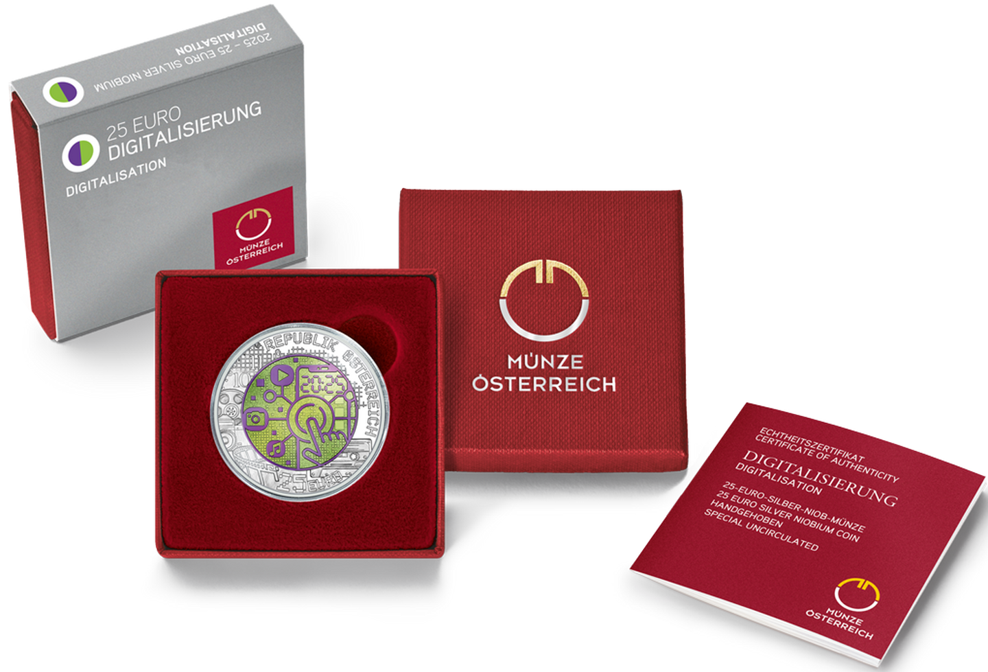 Packaging 25 Euro Silber Niobmünze