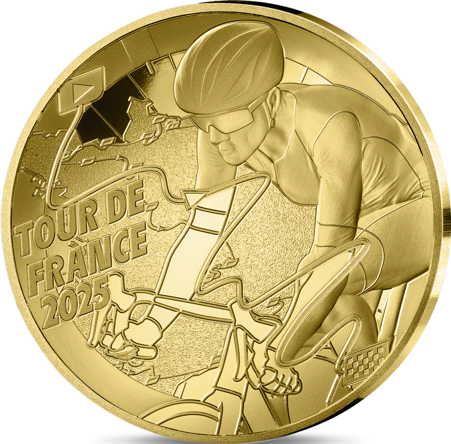 Die Vorderseite der offiziellen Gold-Gedenkmünze Frankreichs 