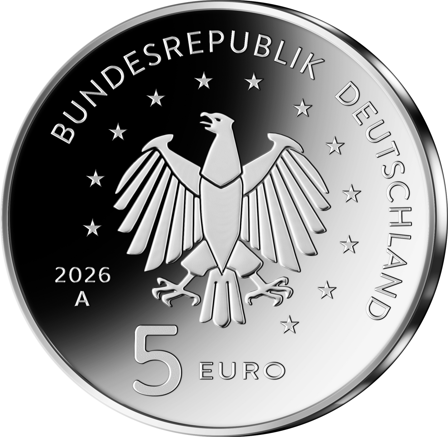 5-Euro-Gedenkmünze 2026 Ariane 6 mit Raketenmotiv Rückseite