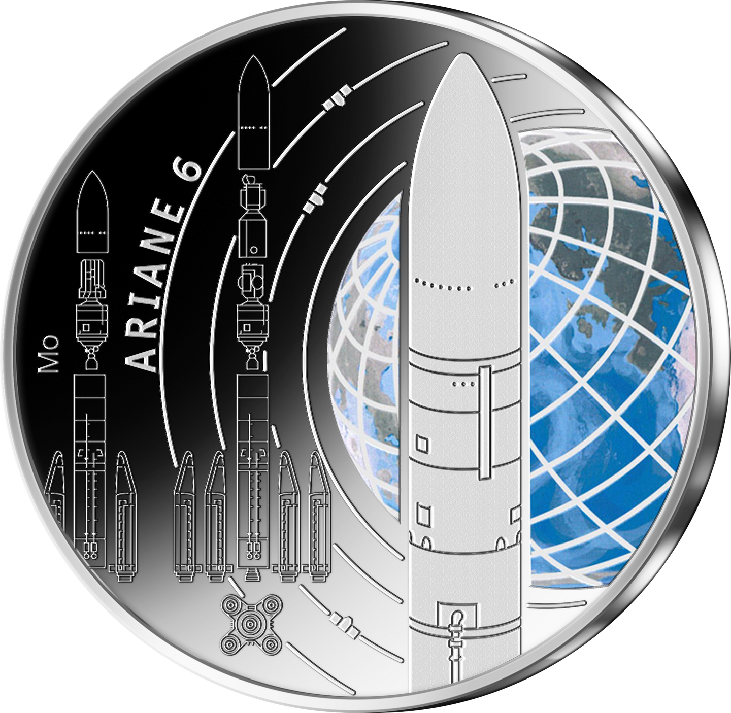 5-Euro-Gedenkmünze 2026 Ariane 6 mit Raketenmotiv Vorderseite