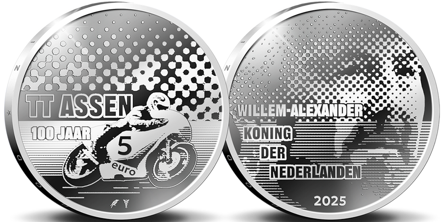 Die Vorder- und Rückseite der offiziellen Silber-Gedenkmünze Niederlands 