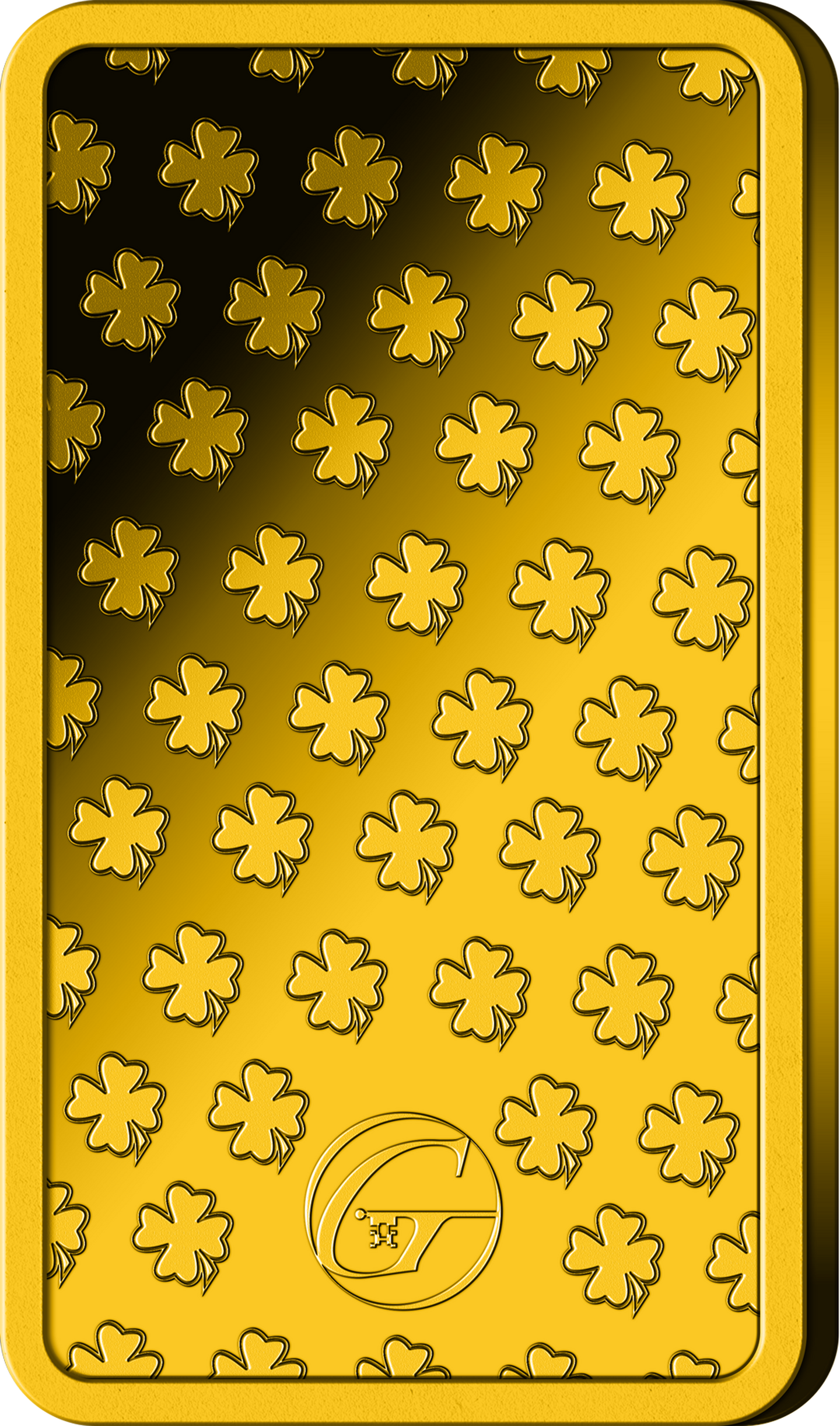 Die Rückseite des 1/200 Unzen Feingoldbarren mit Kleeblatt-Motiv