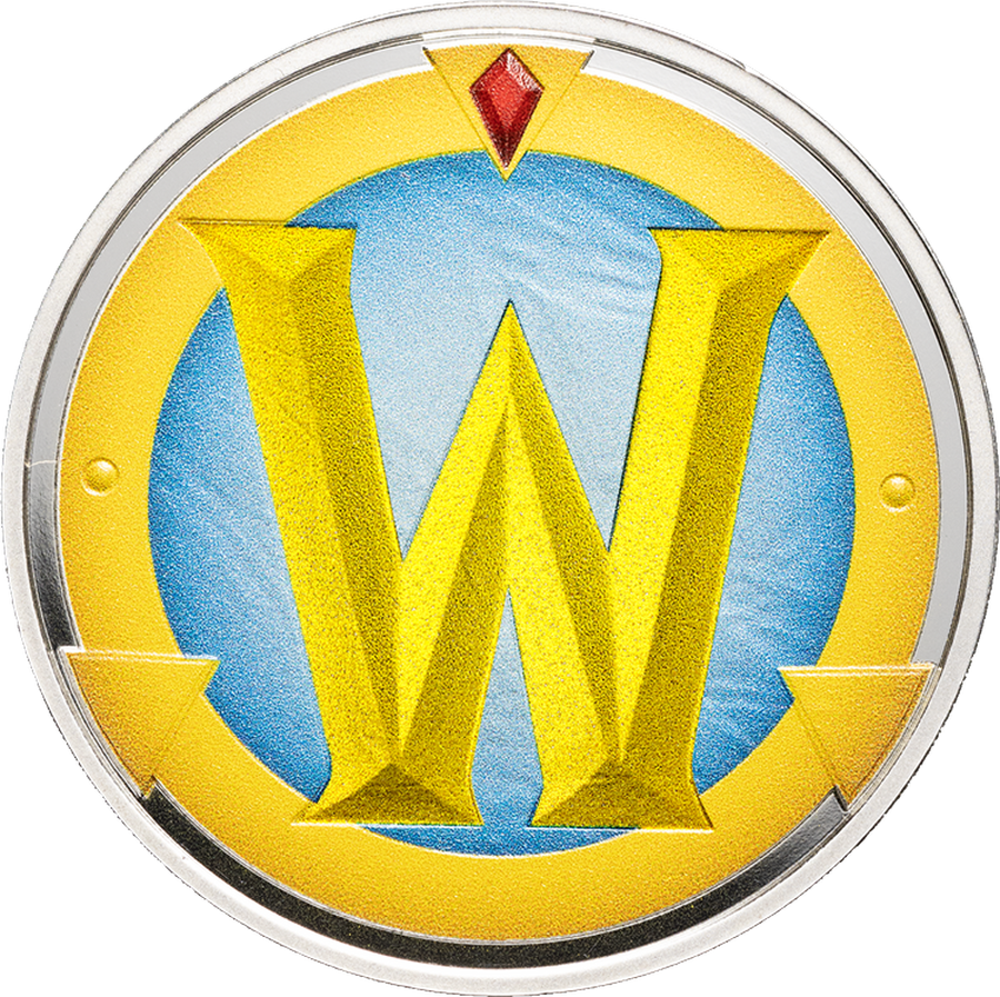 Die Vorderseite der hochwertigen Silber-Gedenkprägung „World of Warcraft”!