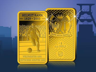 1175 Jahre Essen: 1g-Feingoldbarren "Helmut Rahn"