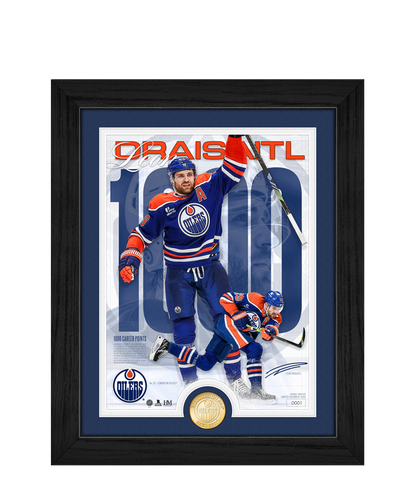 Lizenzierter Sammelrahmen mit Leon Draisaitl + „Edmonton Oilers“-Prägung