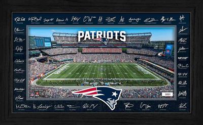 NFL-Sammelrahmen Spielfeld mit Unterschriften „New England Patriots”