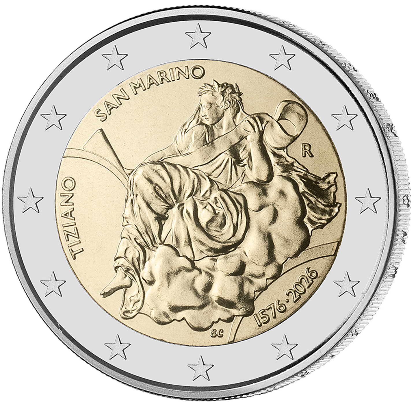 Die Rückseite der Startausgabe "San Marino - 500. Todestag Tizian" 2026