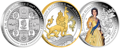 3er-Set 1-Unzen-Silbermünzen „Queen Elizabeth II.”