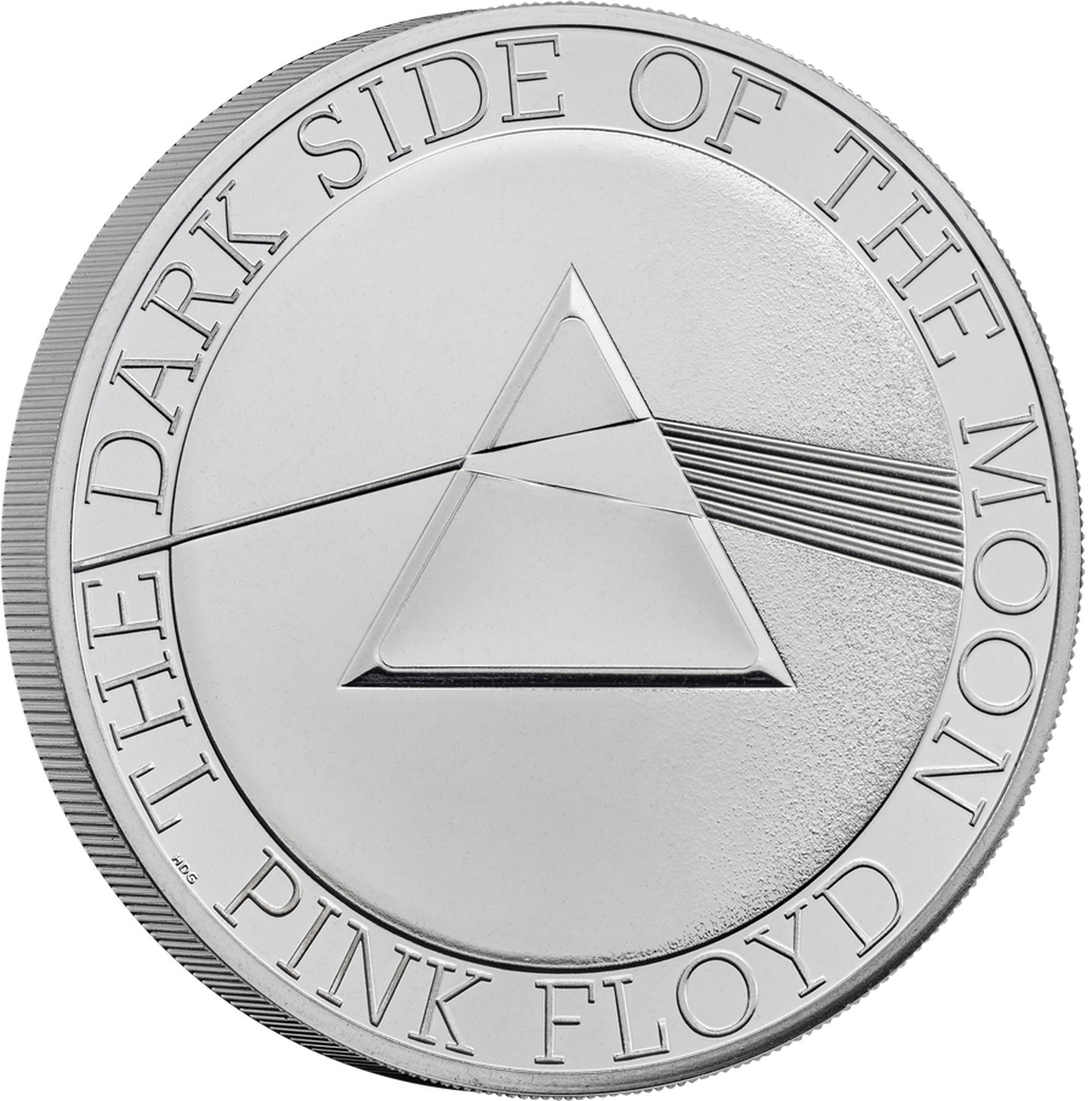 Silber-Gedenkmünze Pink Floyd - Die Vorderseite zeigt das berühmte Prisma aus „The Dark Side of the Moon”!