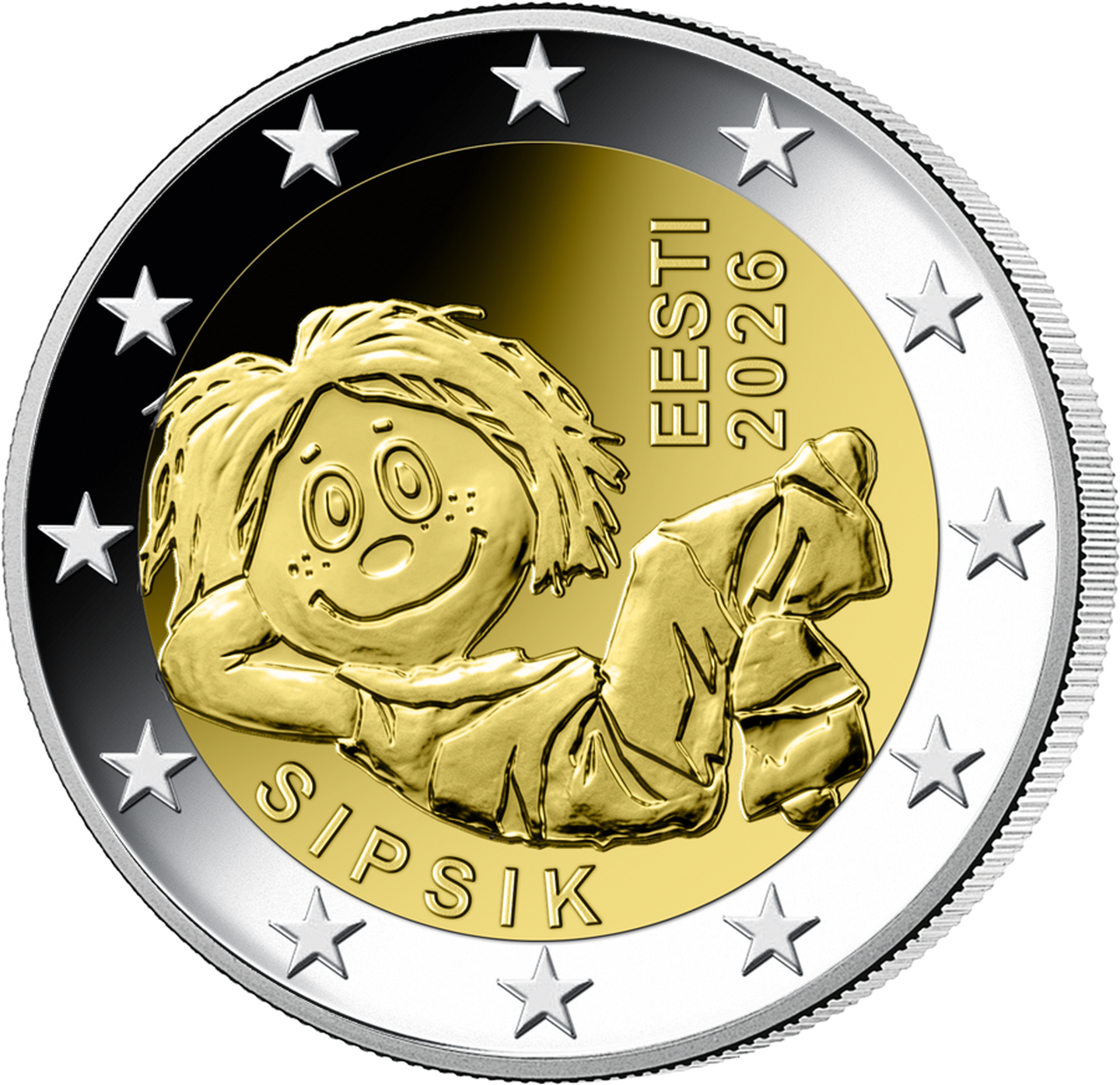 Die Vorderseite der 2-Euro-Münze 2026 „Estland – Sipsik“