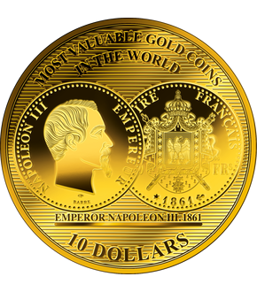 Collection : Les Monnaies 1/100 once or les plus précieuses, grand diamètre: 45 mm ! Première livraison "100 Francs Napoléon III 1861"
