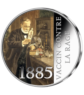 Frappe en argent colorisé « 1885, Vaccin contre la rage » (Louis Pasteur)