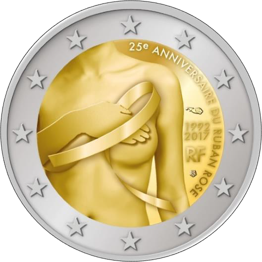 Monnaie De 2 Euros 25eme Anniversaire Du Ruban Rose 17 Societe Francaise Des Monnaies