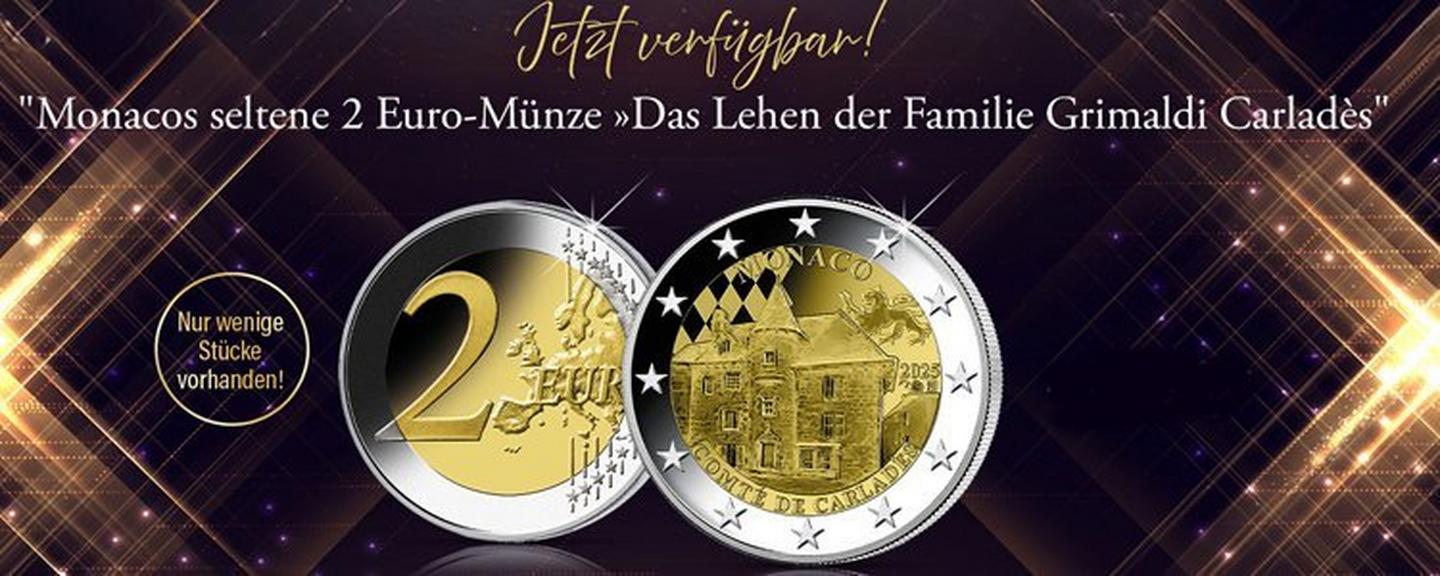 2-Euro-Münze Monaco 2025 – Vorder- und Rückseite, nur 579€