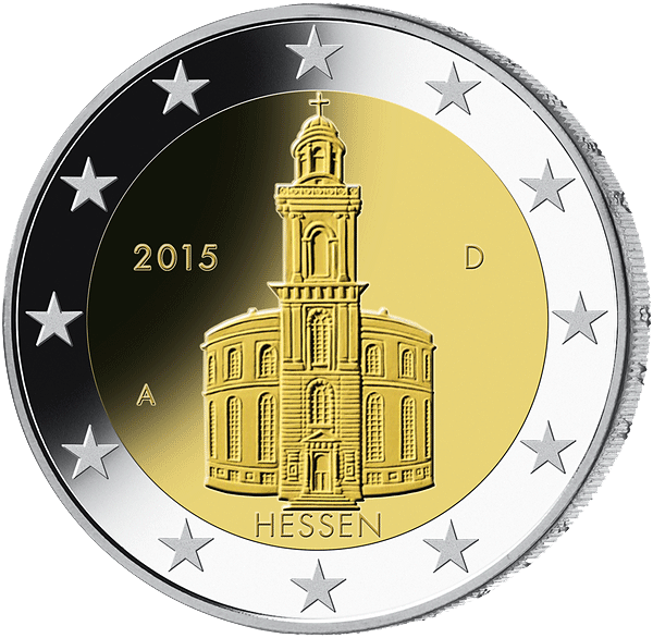 2-Euro-Münze Hessen mit der Paulskirche in Frankfurt