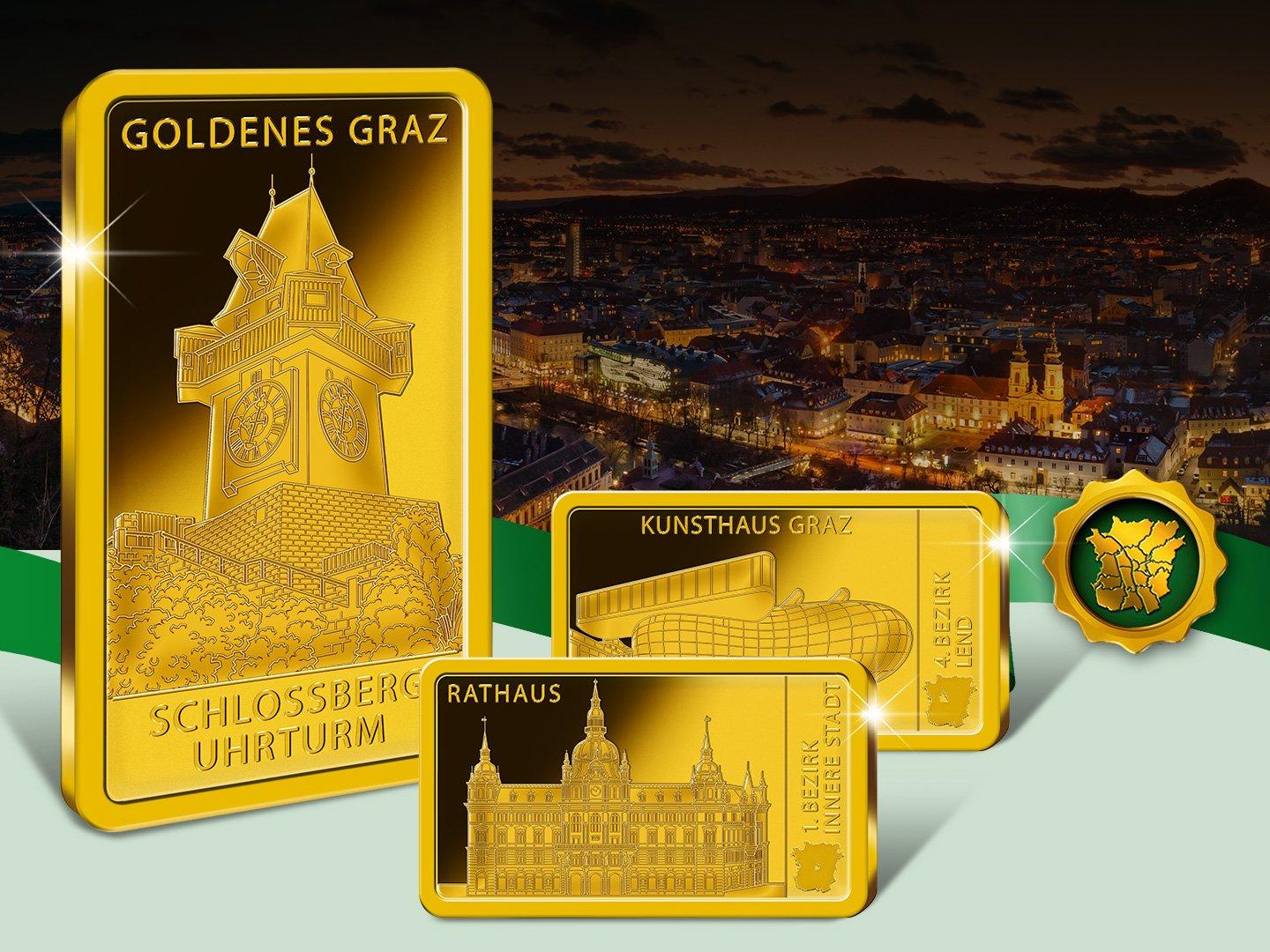 Goldenes Denkmal für das Wahrzeichen von Graz