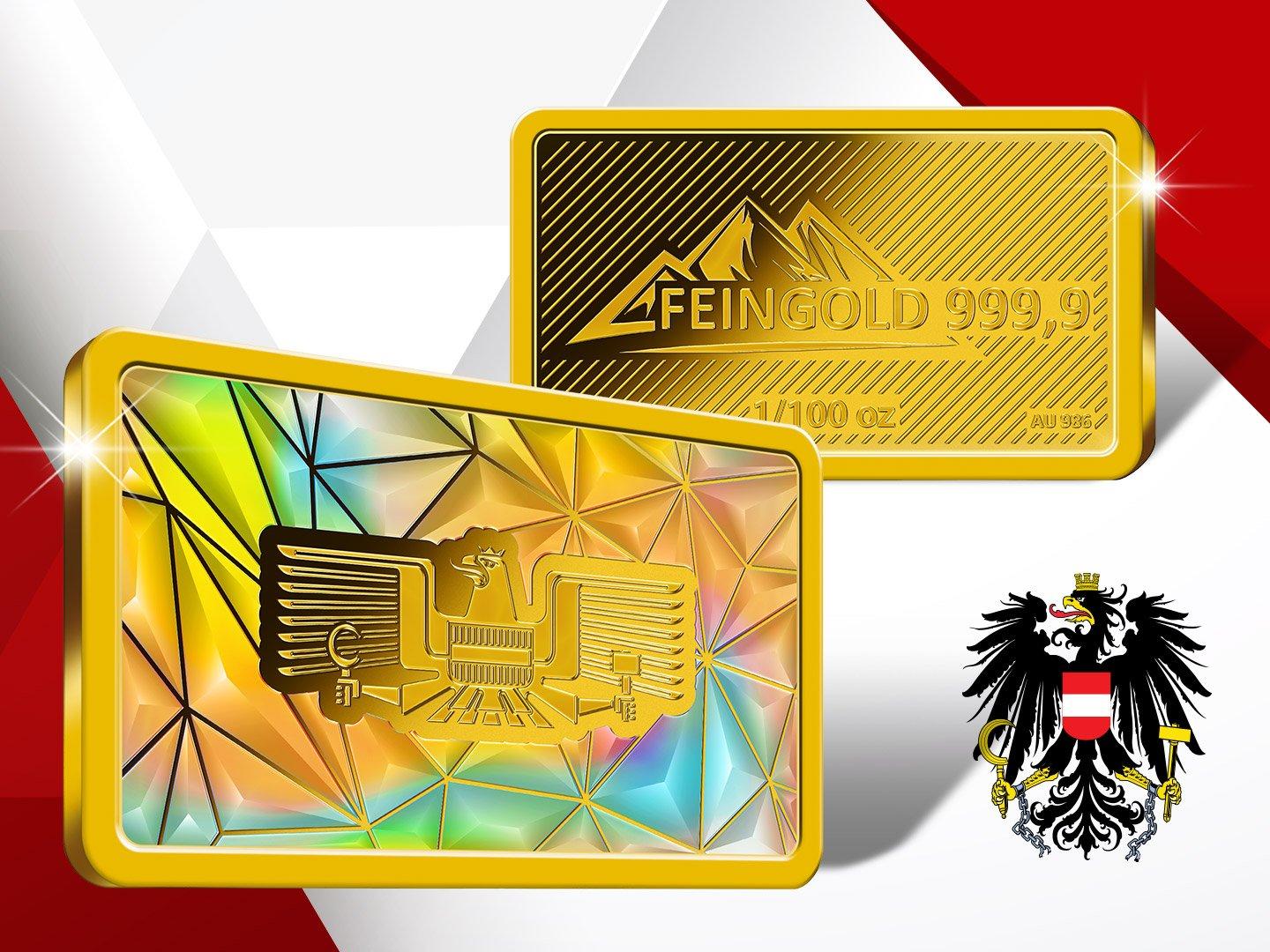 Goldbarren "Austria" mit Hologramm-Effekt
