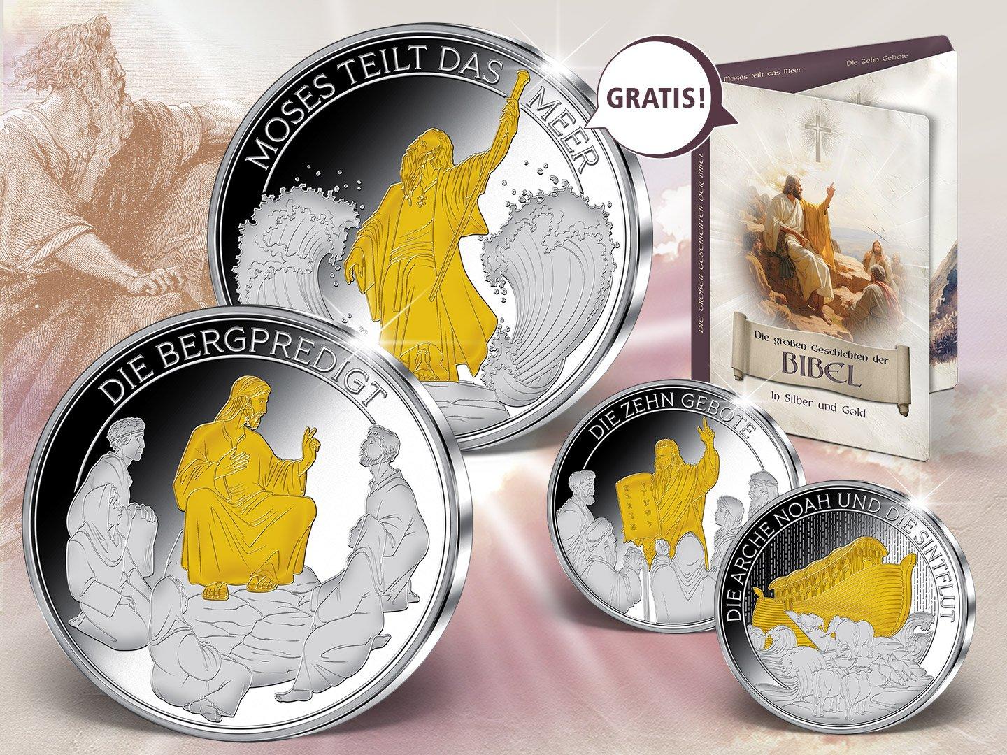 Silber-Gedenkausgaben "Die Bergpredigt" und "Moses teilt das Meer"