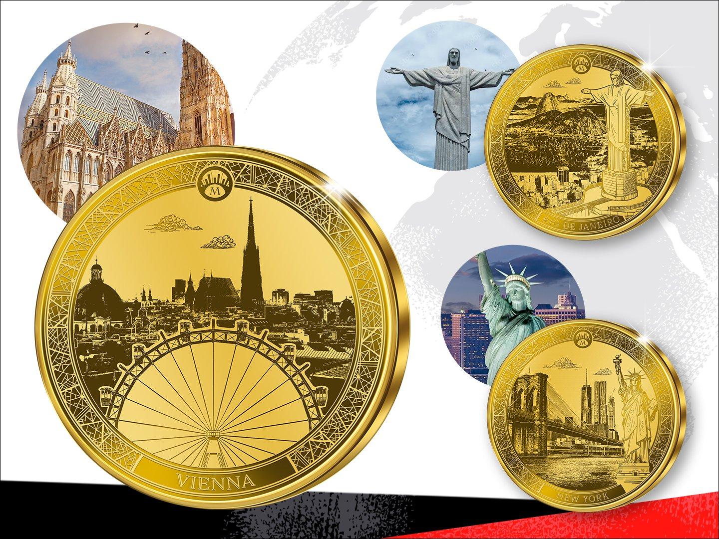 Extragroße Goldmünzen zu Ehren der größten Metropolen der Welt