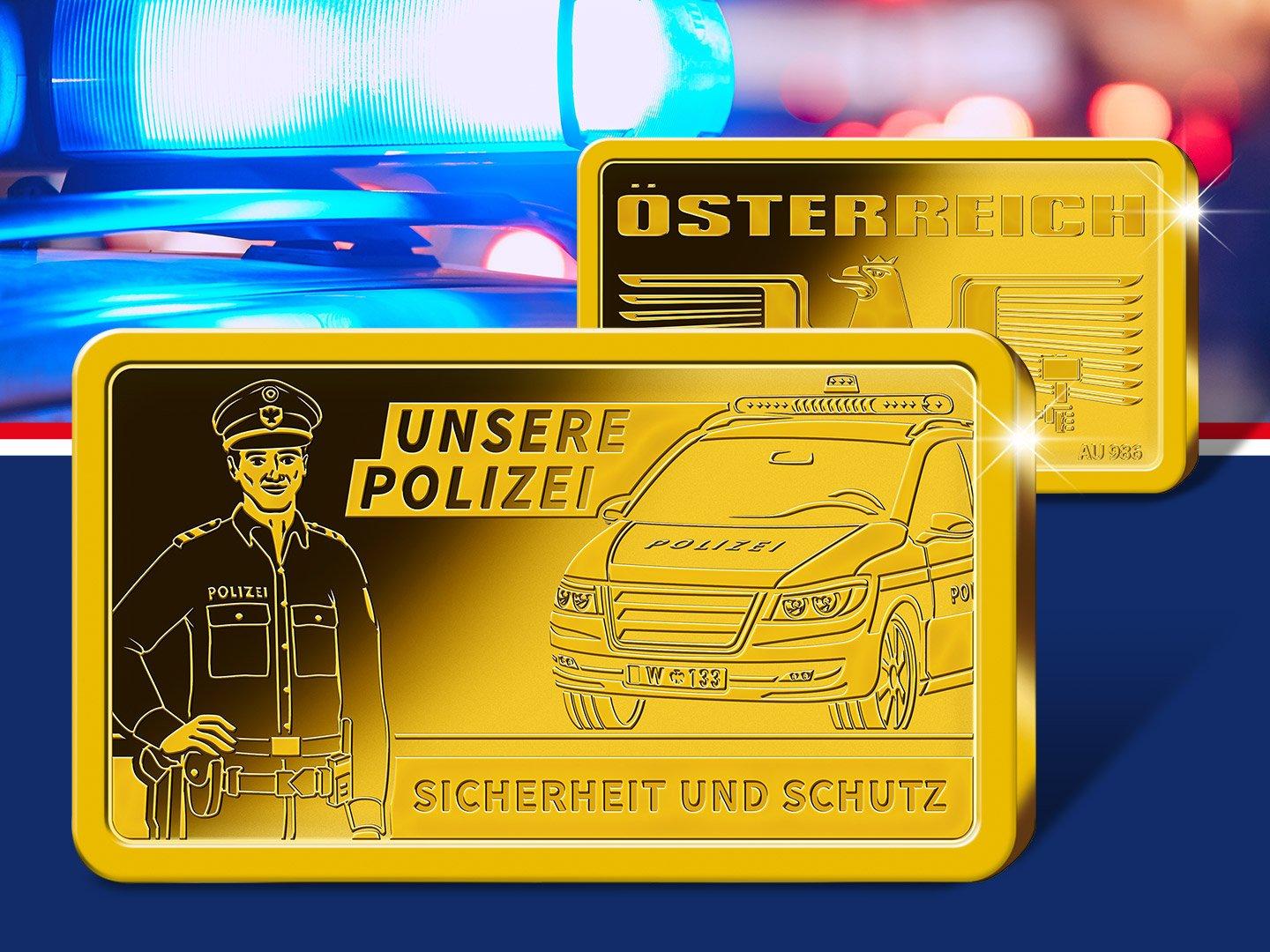 Goldbarren "Unsere Polizei - Sicherheit und Schutz"